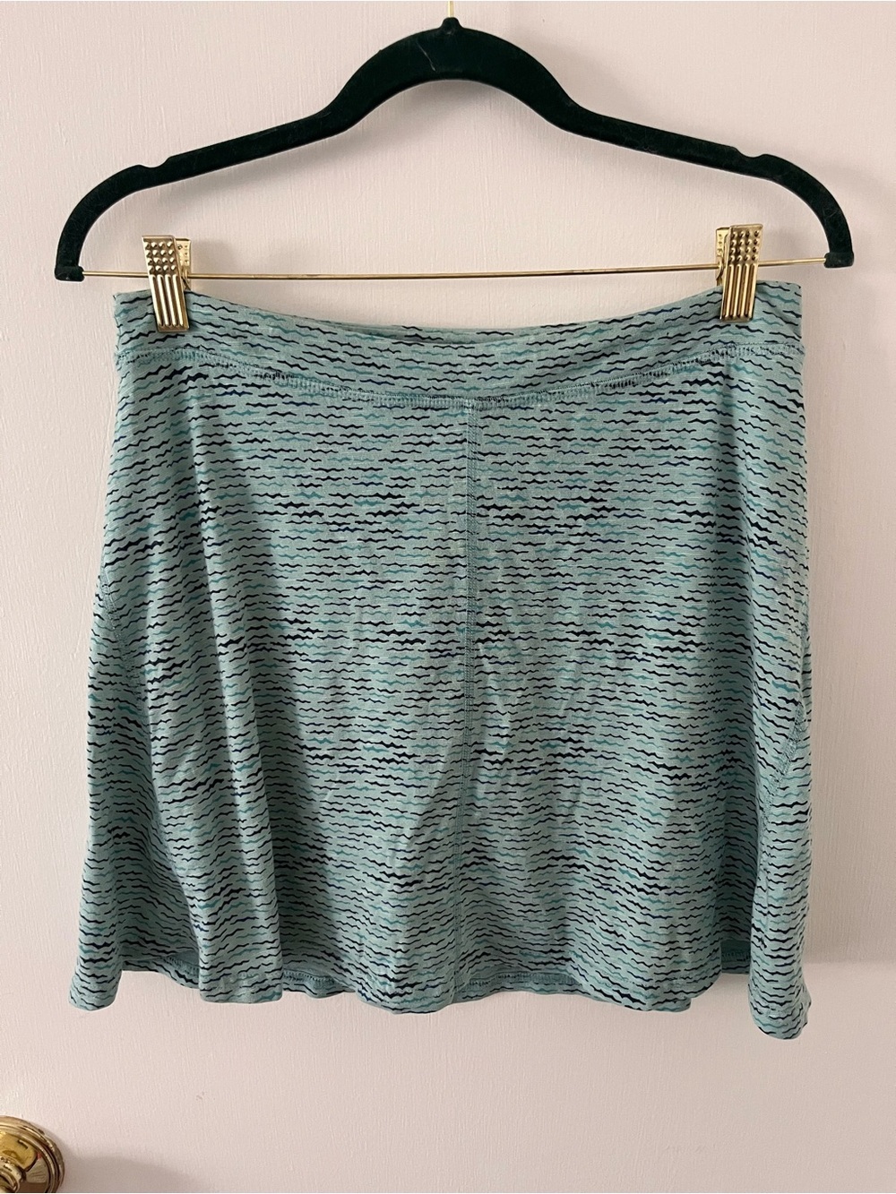 Toad&Co Aqua Teal Geometric A-Line Skirt Skort Built Shorts Organic Cotton Small